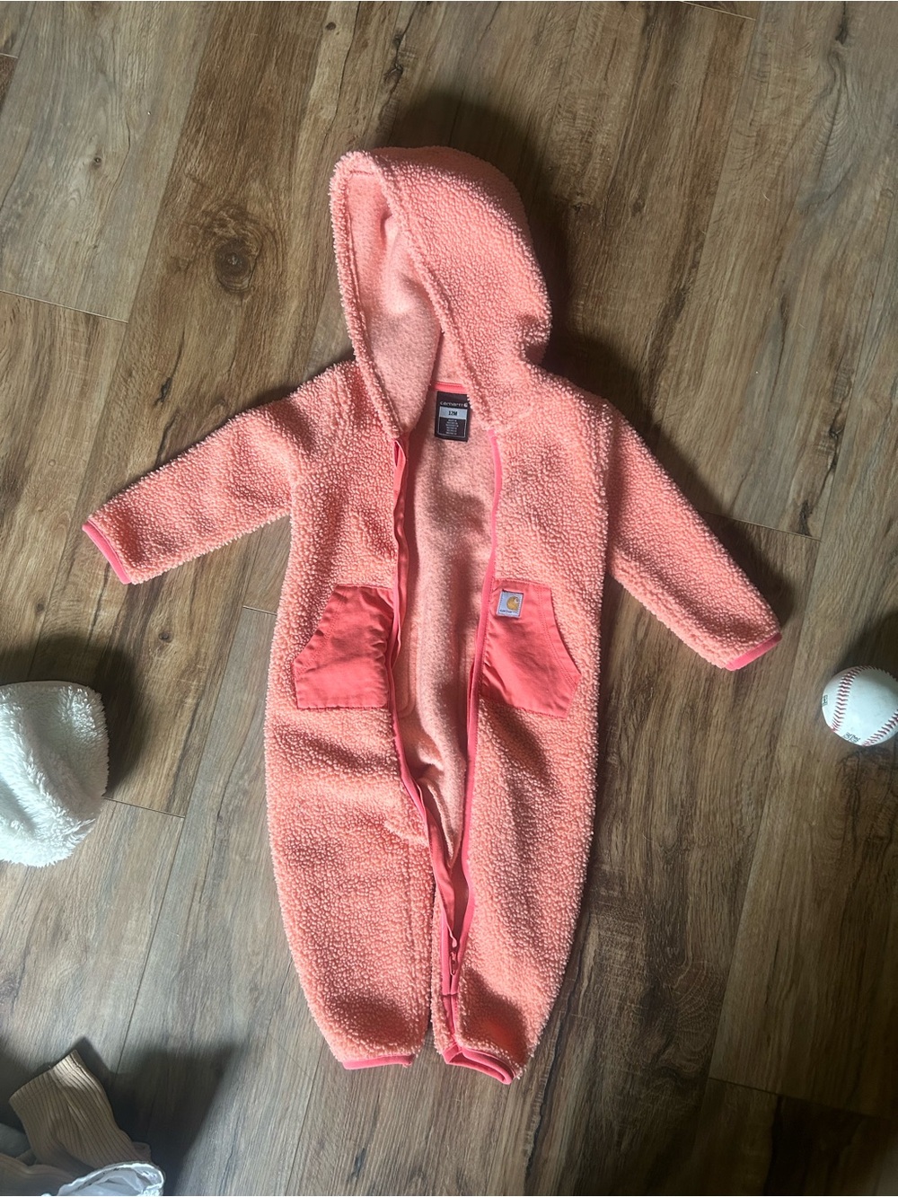 Coral Hooded Sherpa Baby Bunting
